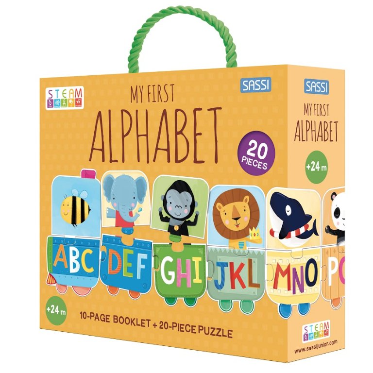 Sassi My First Alphabet – 20 Parça Puzzle ve Kitap Seti