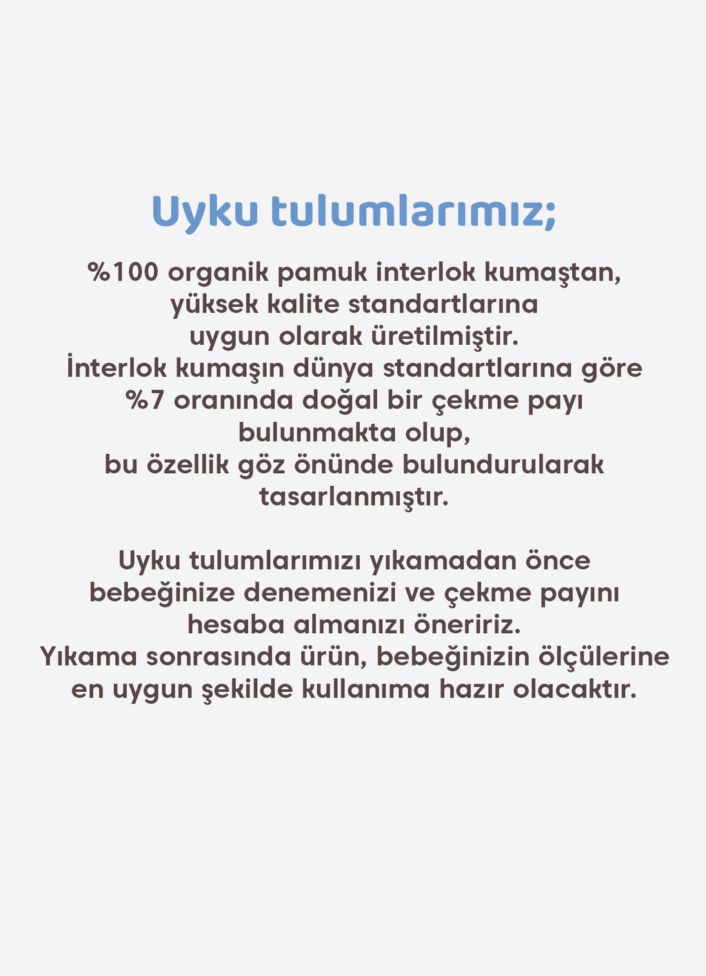 Organik Pamuklu Uzun & Kısa Kollu Uyku Tulumu – (1.5 Tog)