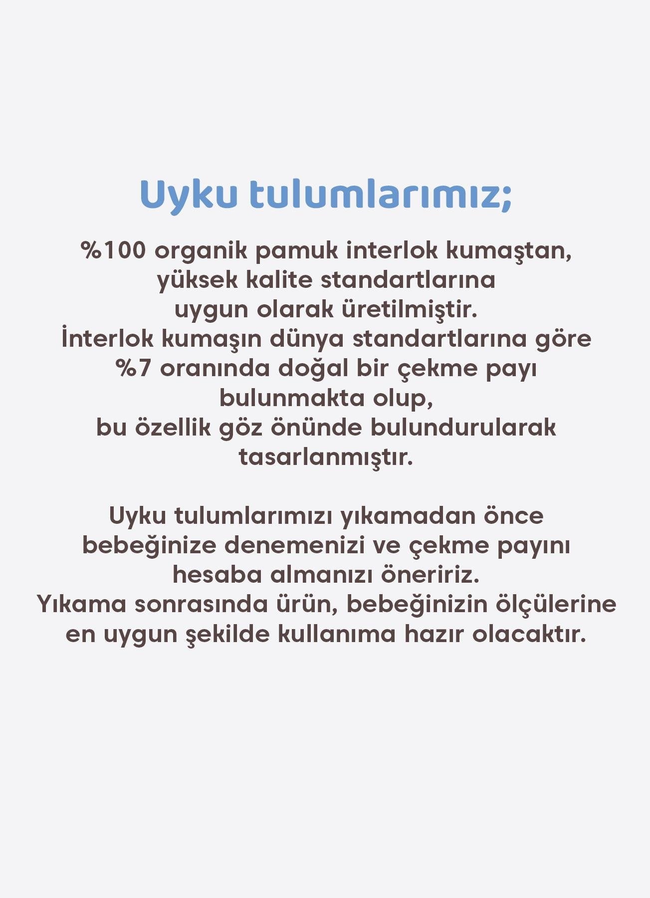 Organik Pamuklu Uzun & Kısa Kollu Uyku Tulumu – (1.5 Tog)