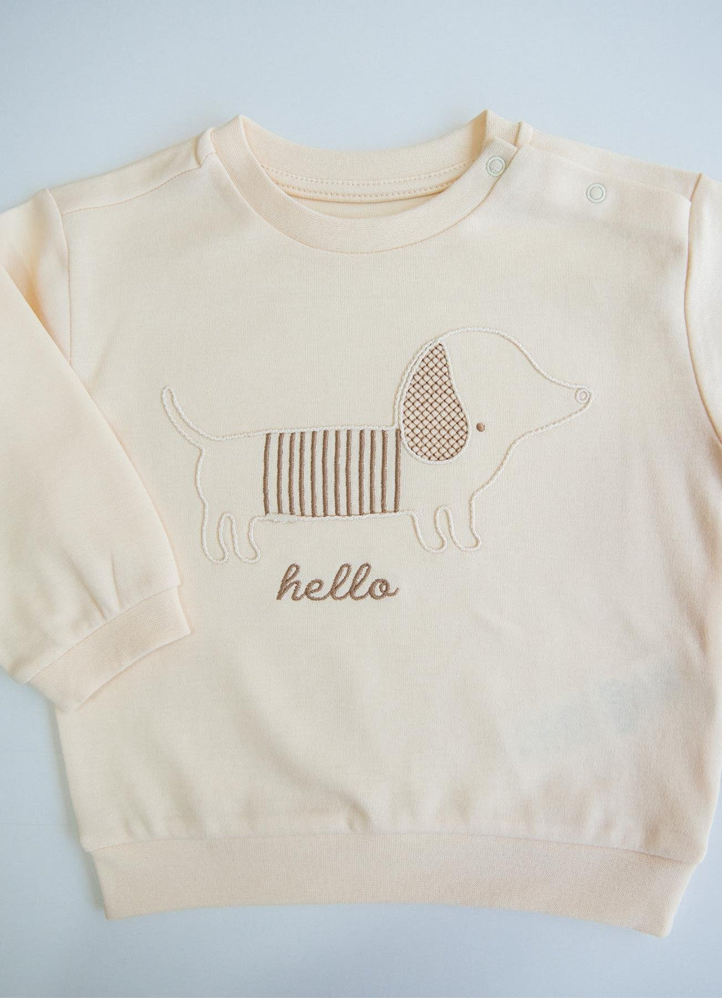 Organik Pamuk Köpek Nakışlı 2’li Takım – Kadife Pantolon & Sweat