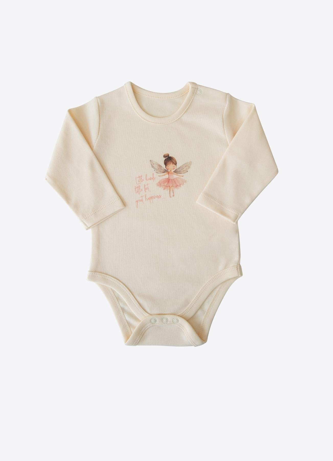 Organik Pamuk Fly 3’lü Bebek Takımı – Fırfırlı Natural Tasarım