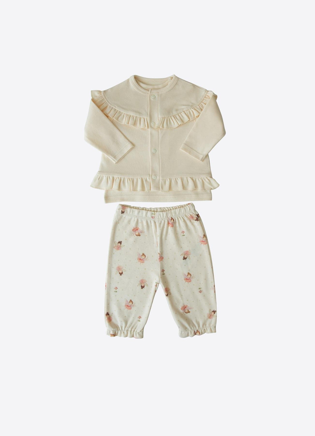 Organik Pamuk Fly 3’lü Bebek Takımı – Fırfırlı Natural Tasarım