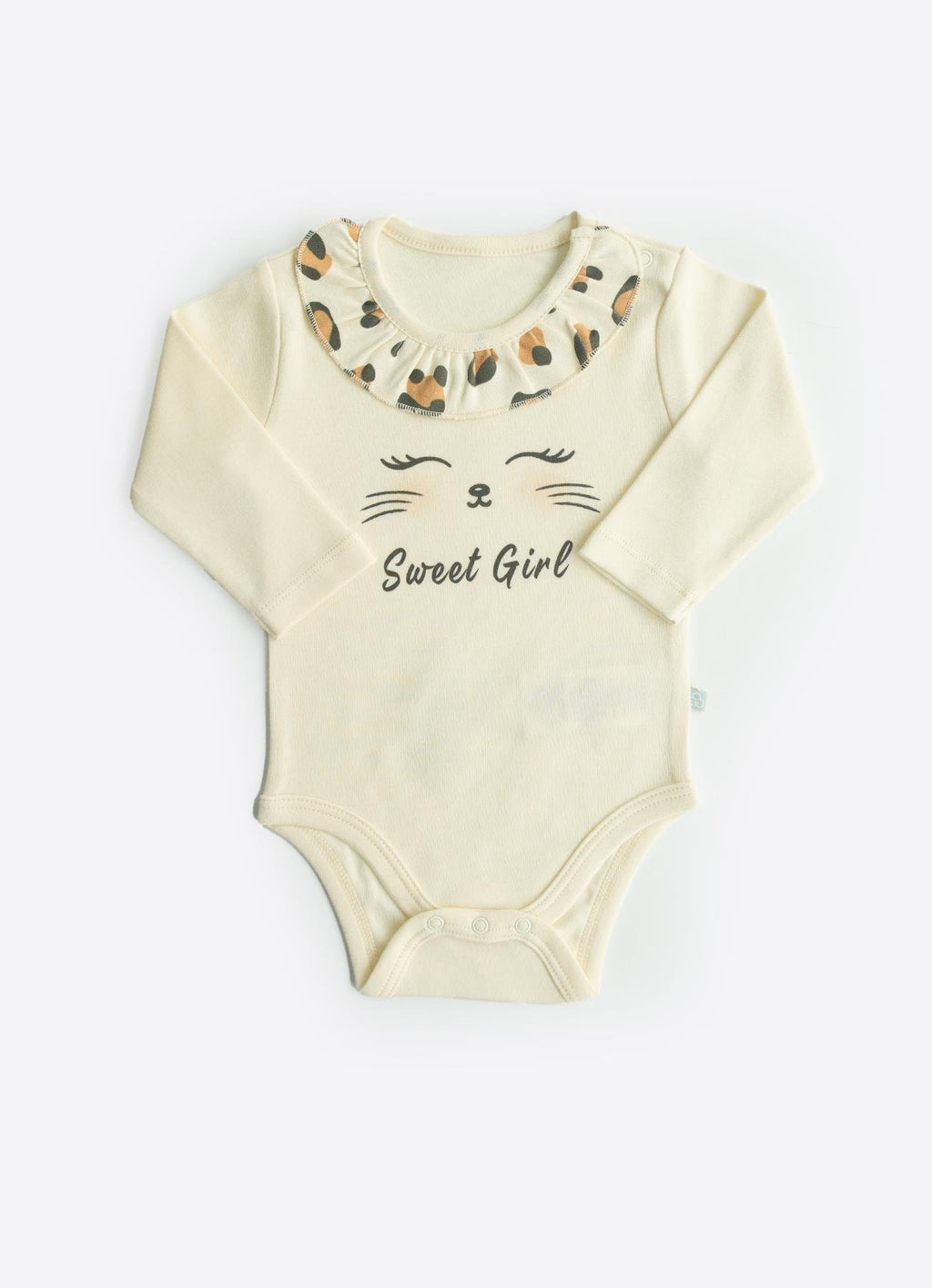 Organik Pamuk Leopar 3’lü Takım Natural (Body + Pantolon + Saç Bonesi)