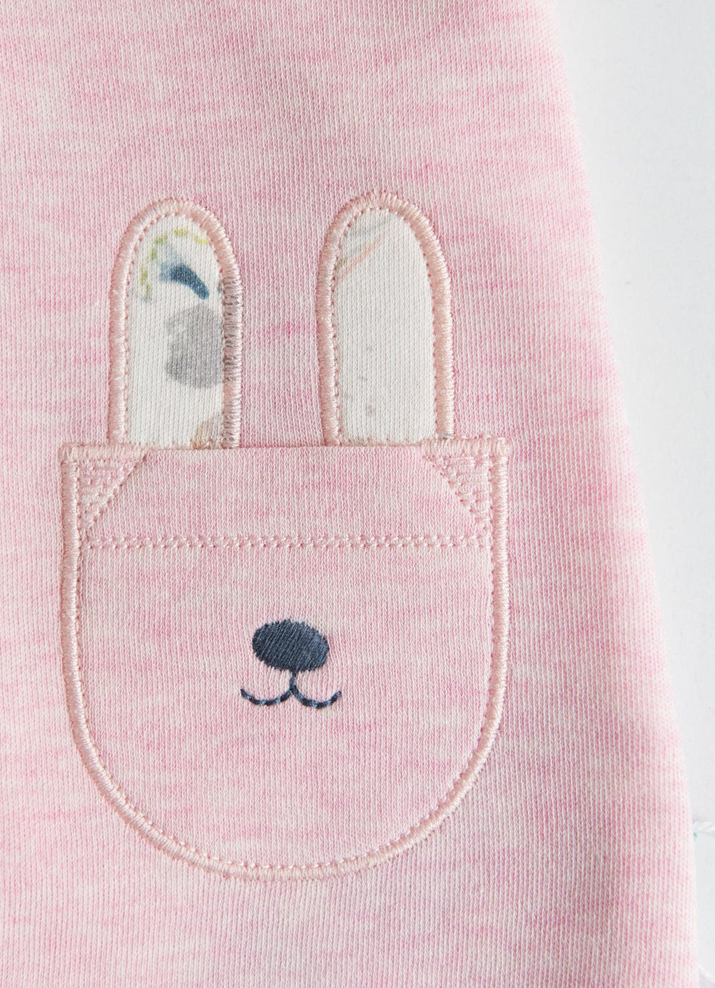Organik Pamuklu Prenses Tavşan Nakışlı 2'li Salopet Takımı - Pudra Pembe