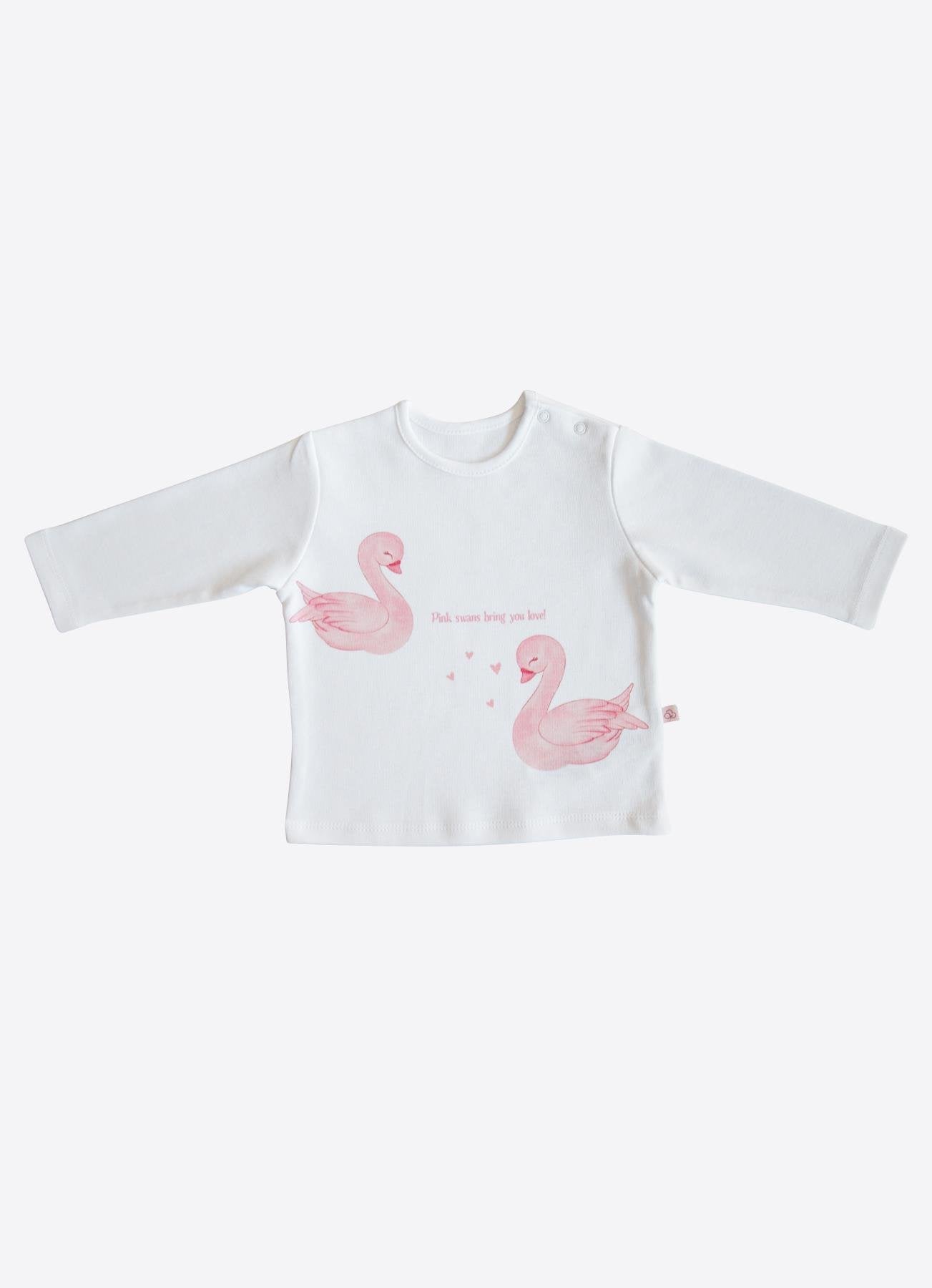 Organik Pamuk Pembe Swan 2’li Bebek Takımı