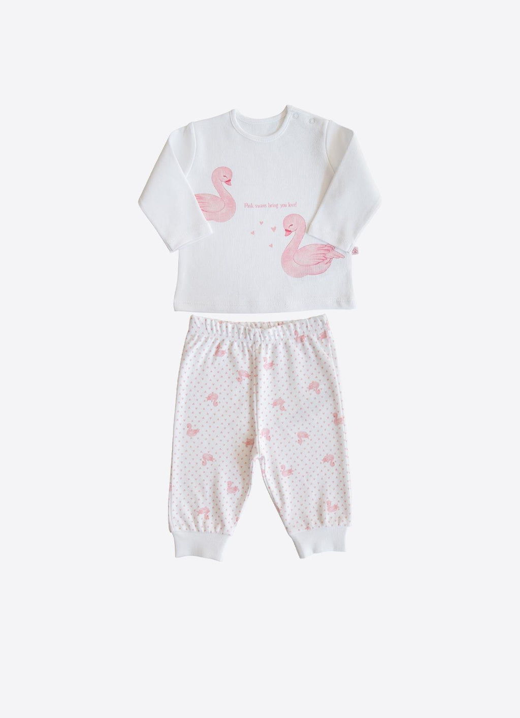 Organik Pamuk Pembe Swan 2’li Bebek Takımı