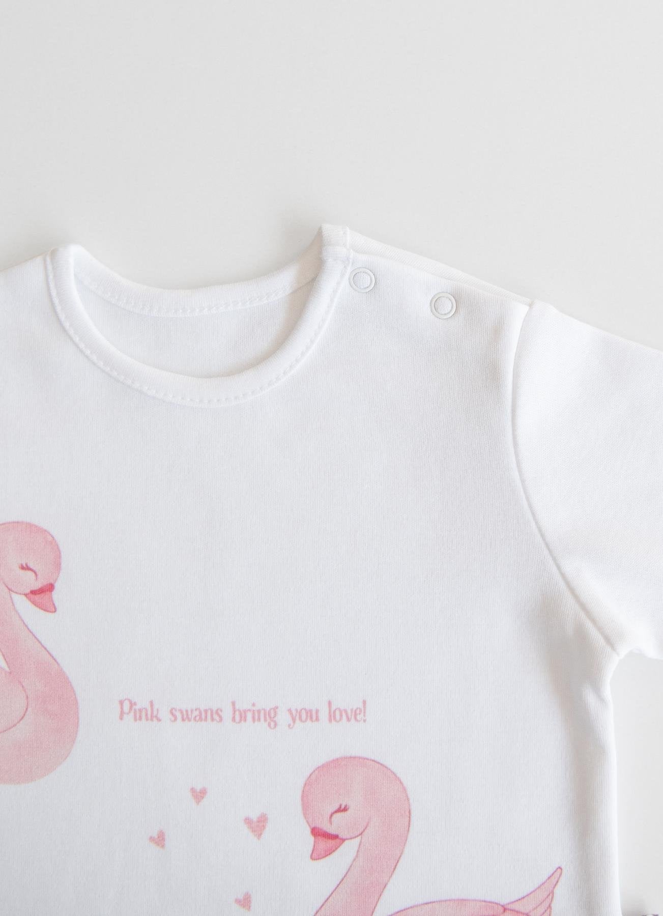 Organik Pamuk Pembe Swan 2’li Bebek Takımı