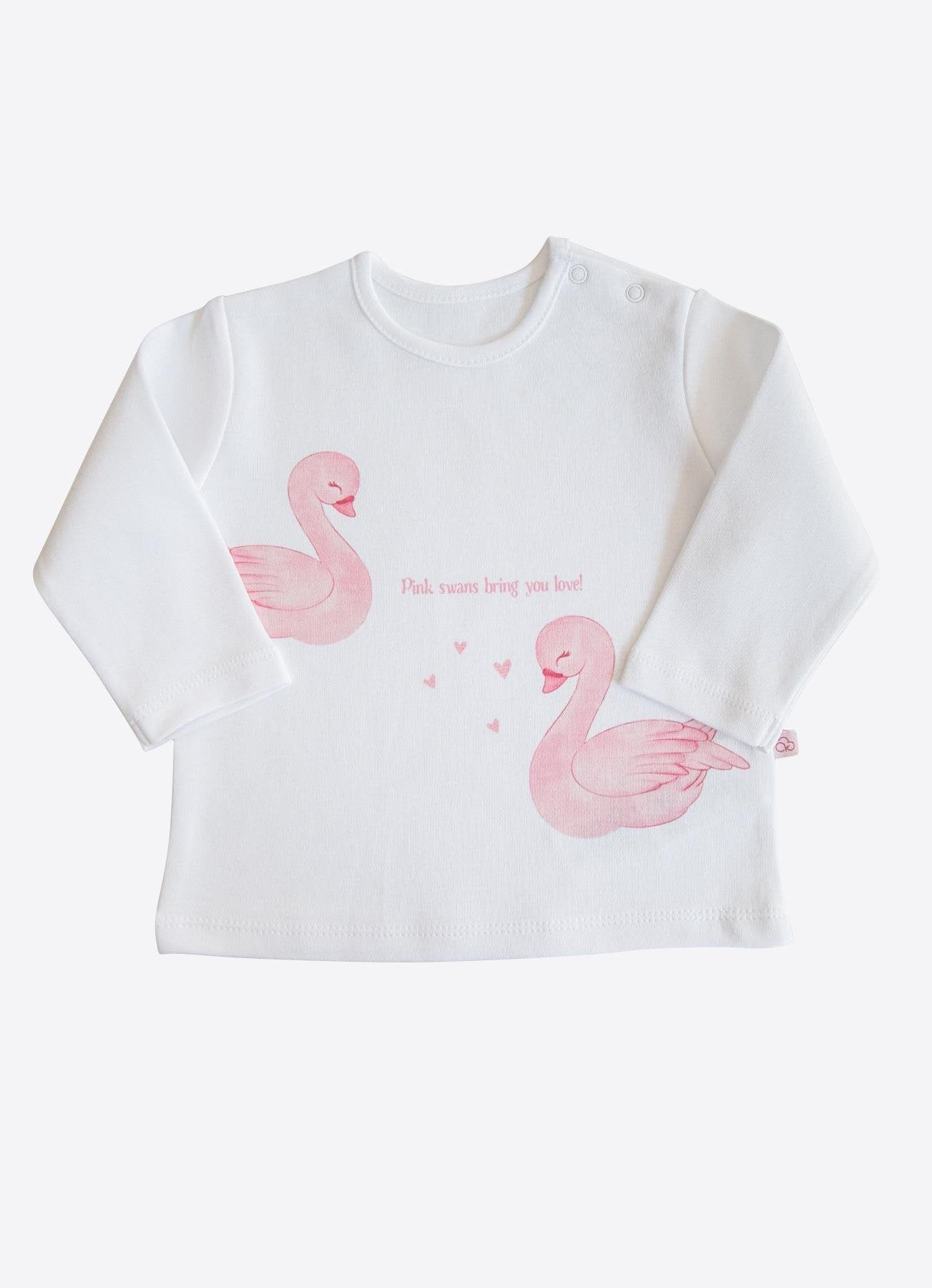 Organik Pamuk Pembe Swan 2’li Bebek Takımı