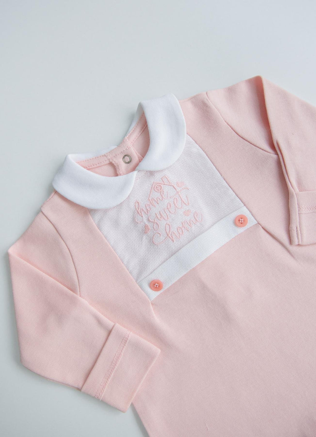 Organik Pamuk Sweet Home Şapkalı Tulum Pembe