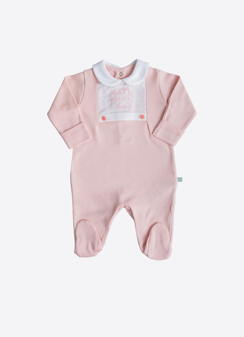 Organik Pamuk Sweet Home Şapkalı Tulum Pembe