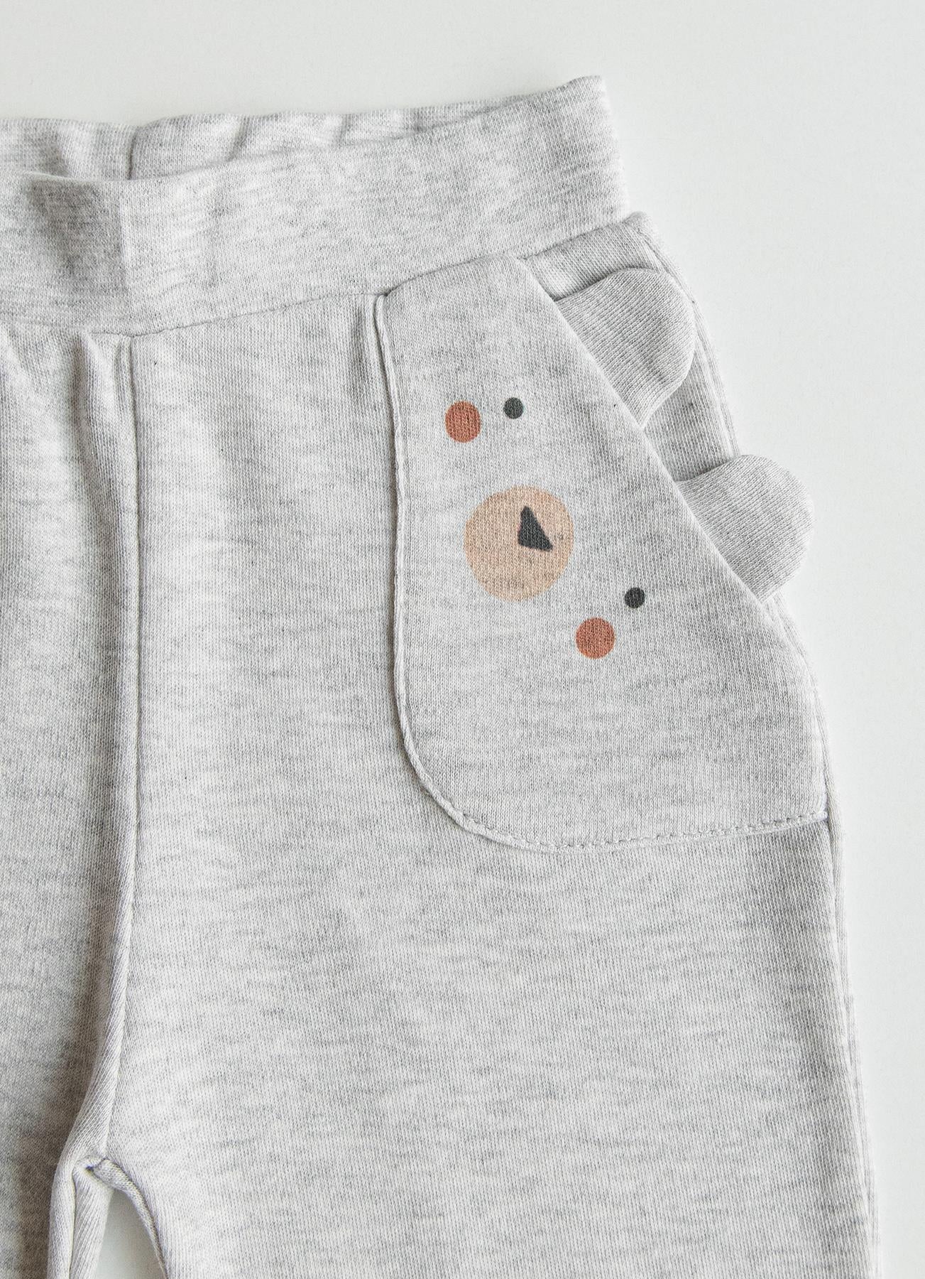 Organik Pamuklu Woodland Kapüşonlu Hırkalı 3'lü Bebek Takımı - Gri Melanj