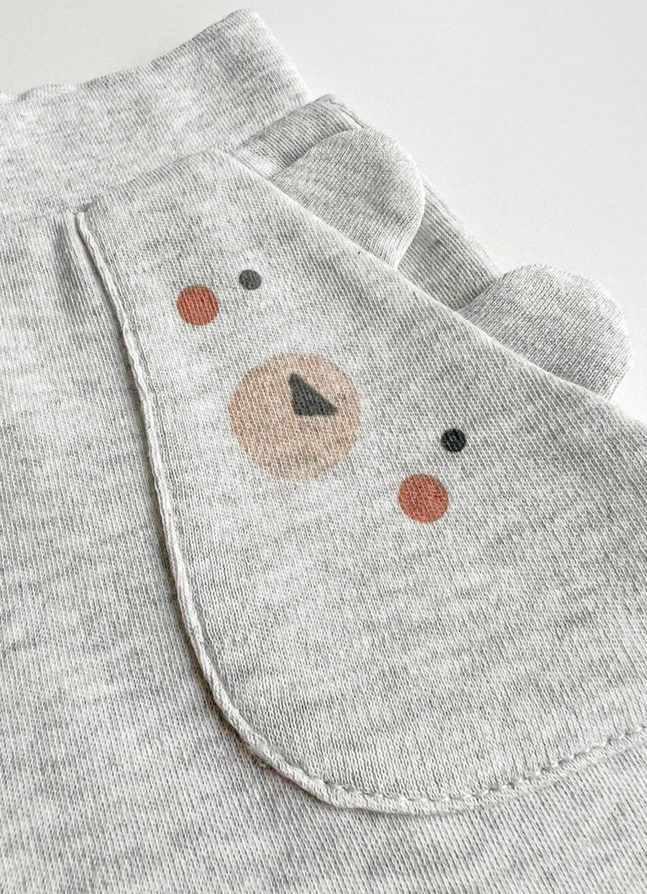 Organik Pamuklu Woodland Kapüşonlu Hırkalı 3'lü Bebek Takımı - Gri Melanj