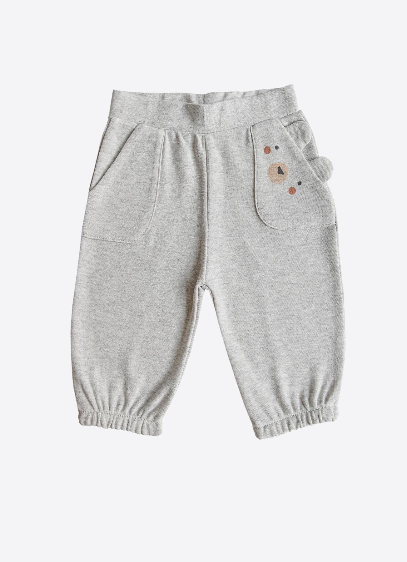 Organik Pamuklu Woodland Kapüşonlu Hırkalı 3'lü Bebek Takımı - Gri Melanj