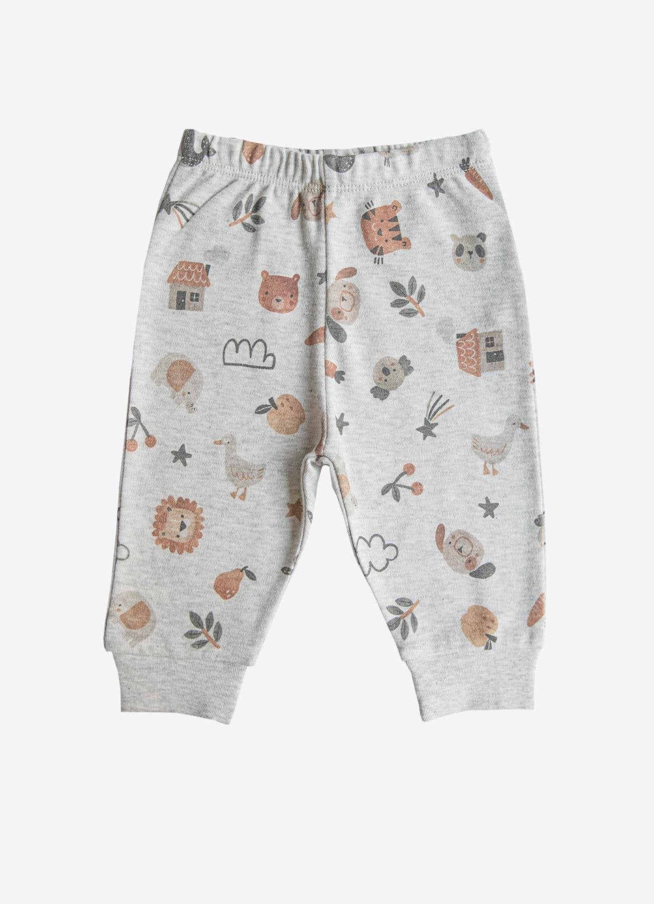 Organik Pamuklu Woodland Omuzdan Patlı 2'li Bebek Takımı - Antrasit Gri