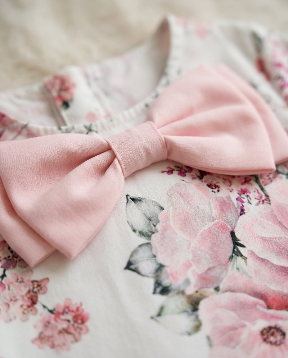 Organik Pamuk GOTS Sertifikalı Dijital Çiçek Baskılı Kız Çocuk Elbise | 12 Ay - 4 Yaş