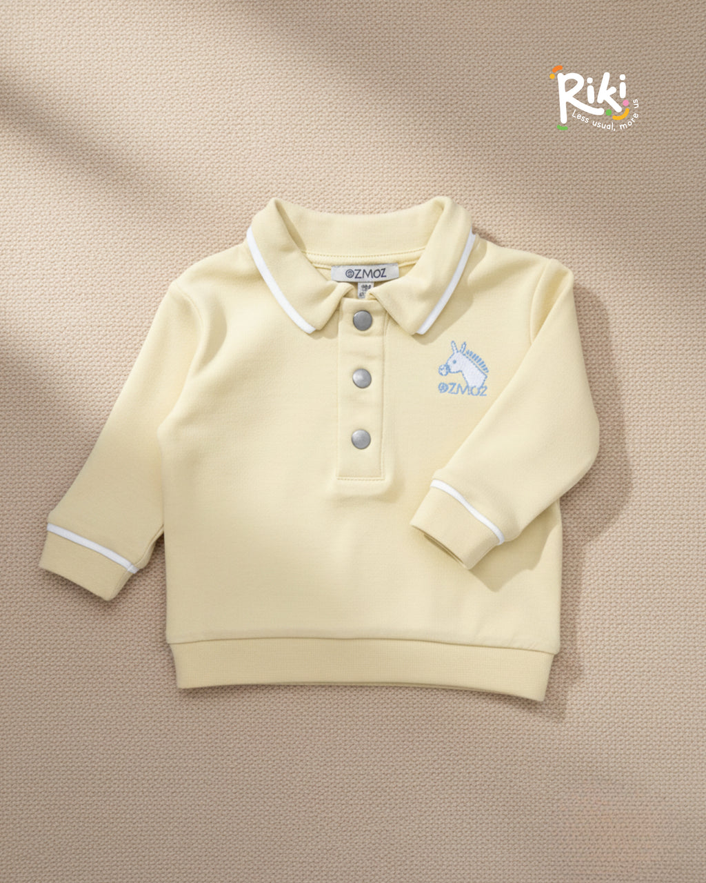 Crystal Baby Organik Pamuk Polo Yaka Uzun Kollu Üst – Hay Yellow