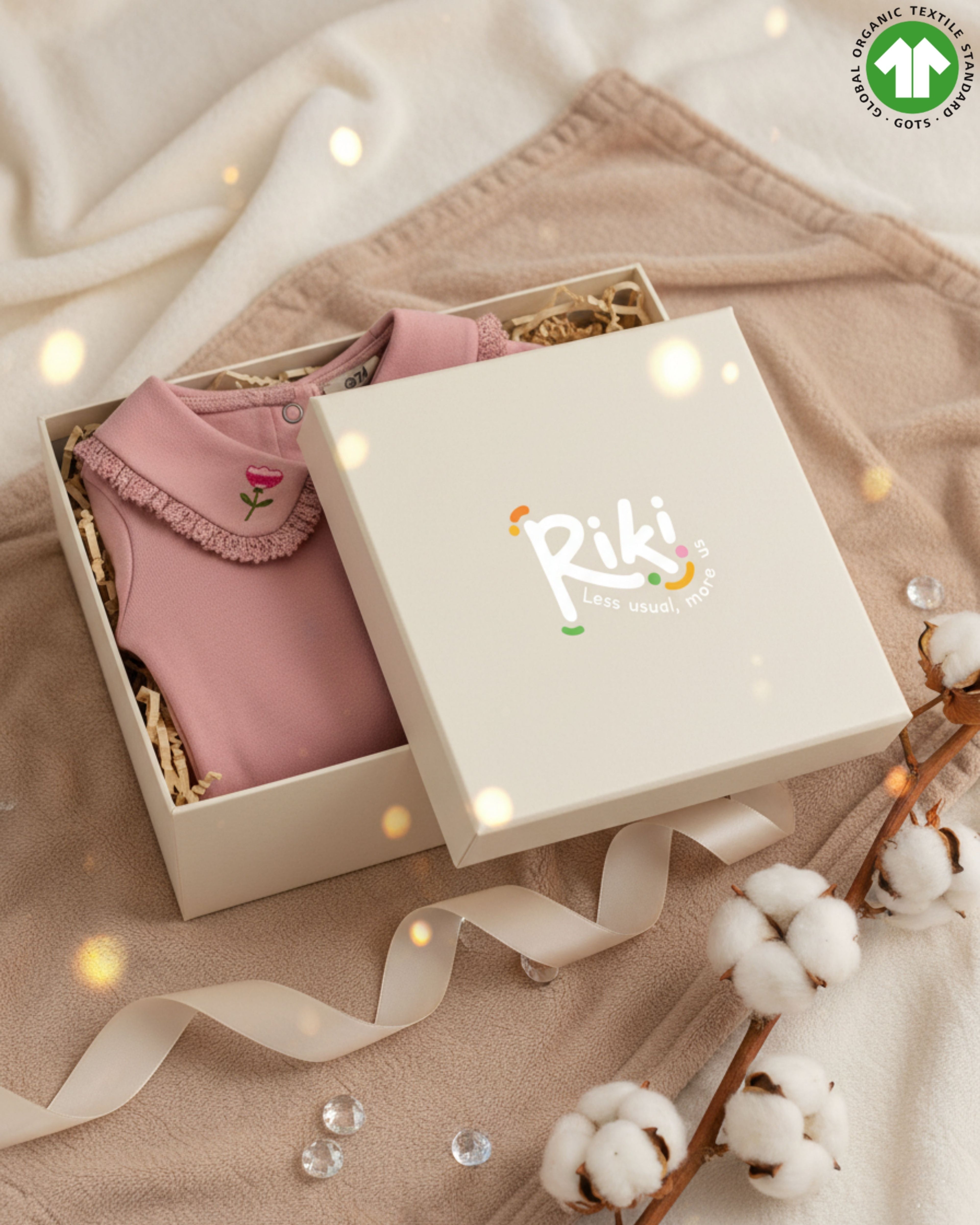 Crystal Baby Organik Nakışlı Dantelli Bebek Üst – Gül Kurusu