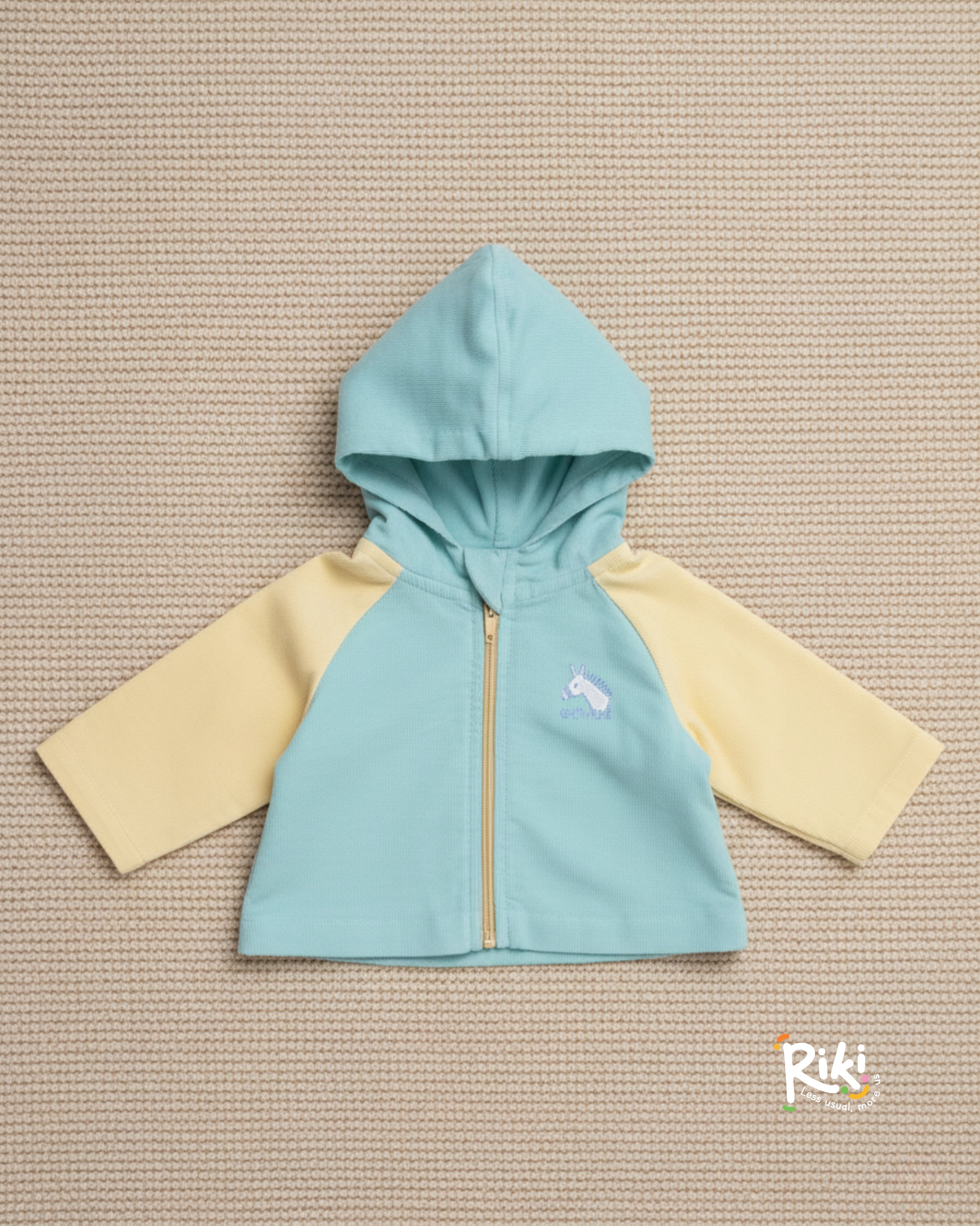 Crystal Baby İnce Fitilli Kadife Kapüşonlu Fermuarlı Ceket – Mint & Limon Sarısı