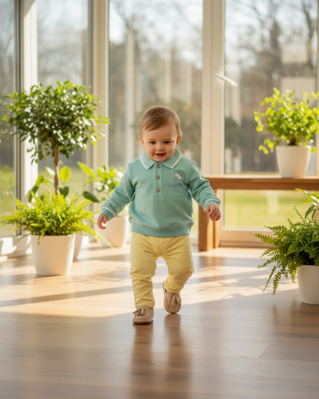 Crystal Baby İnce Fitilli Kadife Havuç Kesim Pantolon – Limon Sarısı