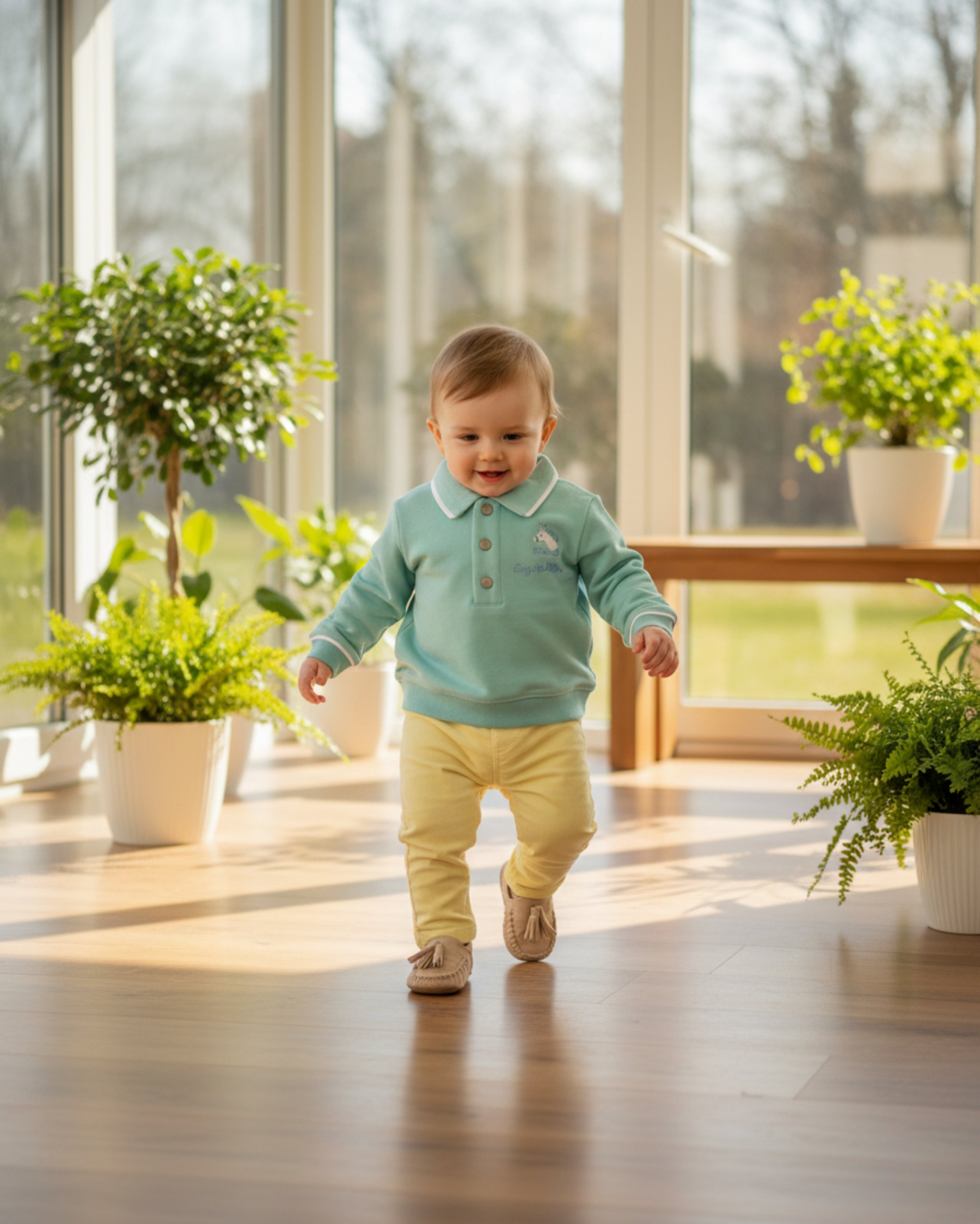 Crystal Baby İnce Fitilli Kadife Havuç Kesim Pantolon – Limon Sarısı