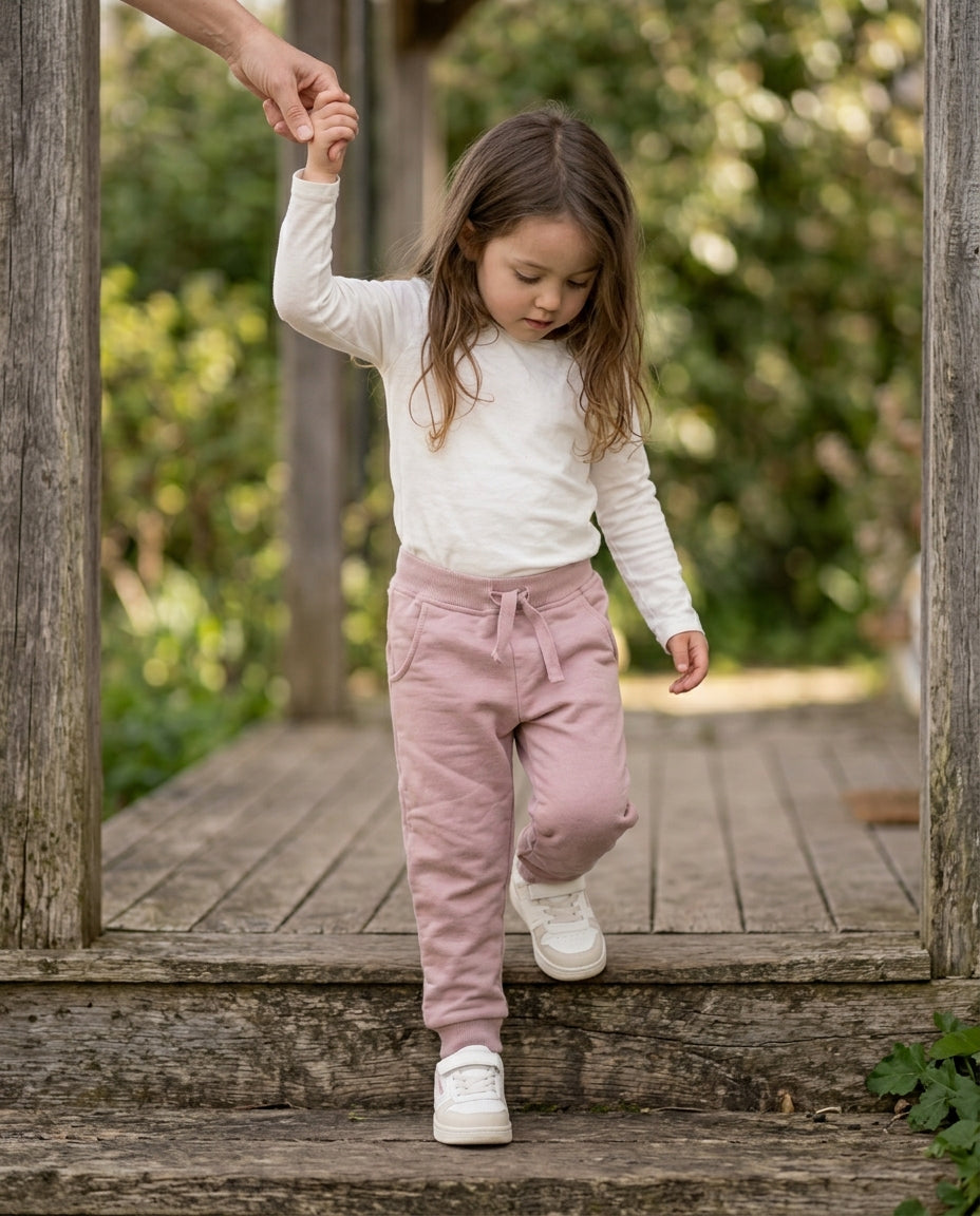 Ozmoz pudra pembe organik kız çocuk eşofman altı kapı eşiği bahar dış mekan lifestyle
