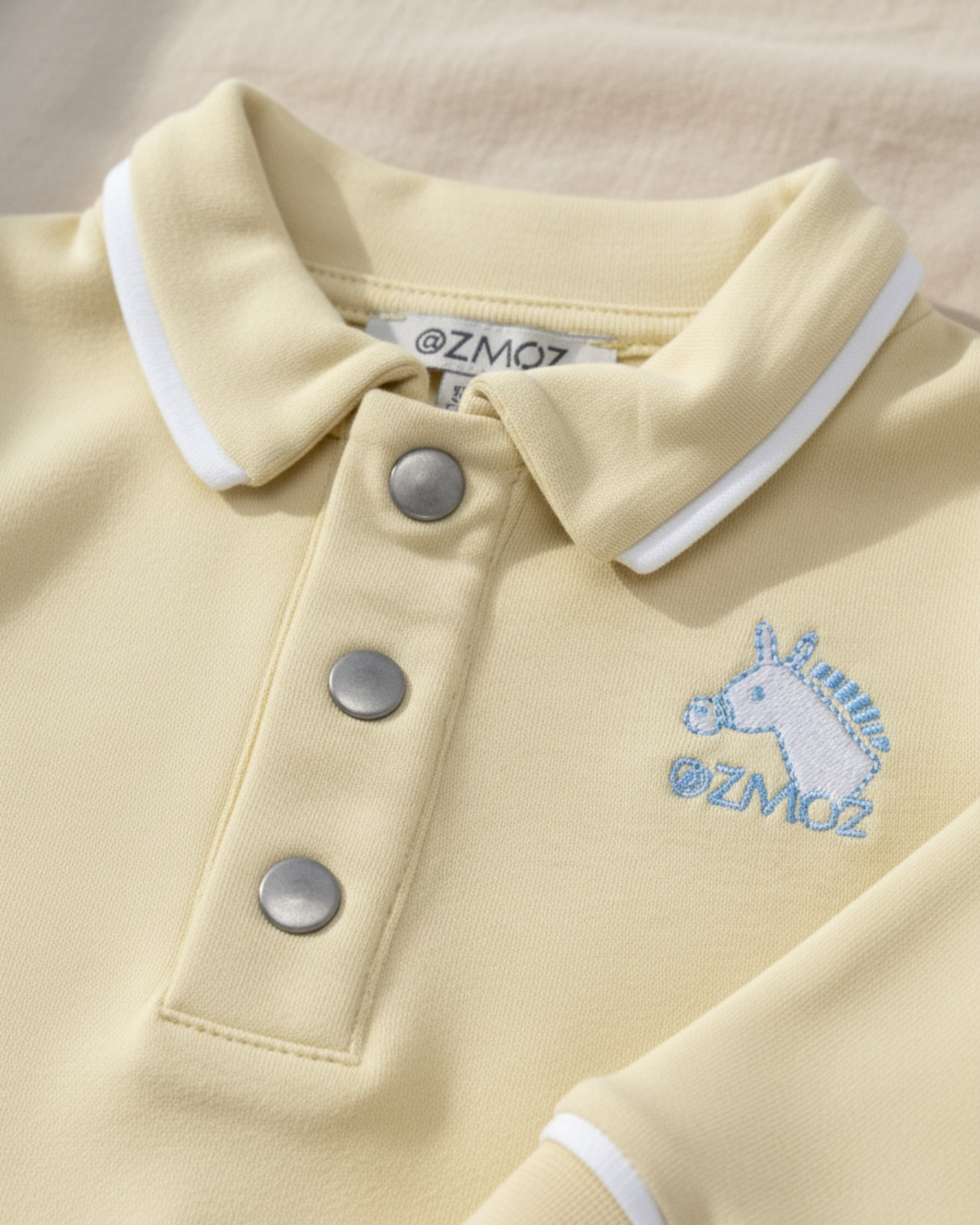 Crystal Baby Organik Pamuk Polo Yaka Uzun Kollu Üst – Hay Yellow