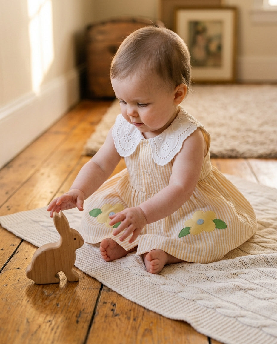 Kitikate organik fifi elbise 12-18 ay bebek ahşap zemin oyuncak pencere ışığı lifestyle