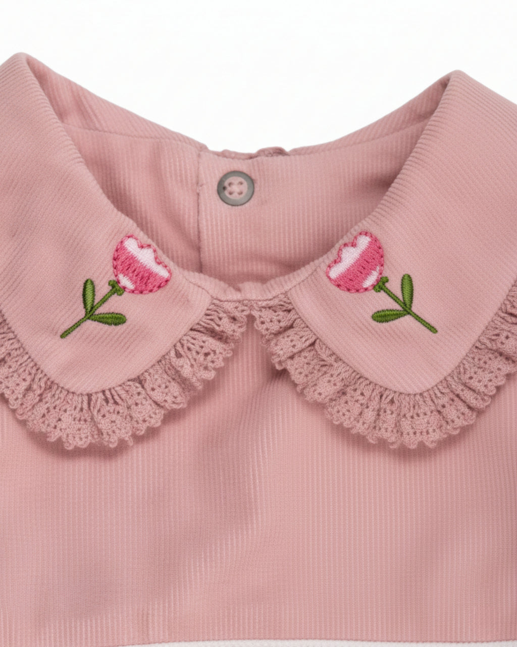 Crystal Baby İnce Fitilli Kadife Dantelli Nakışlı Kız Bebek Elbise