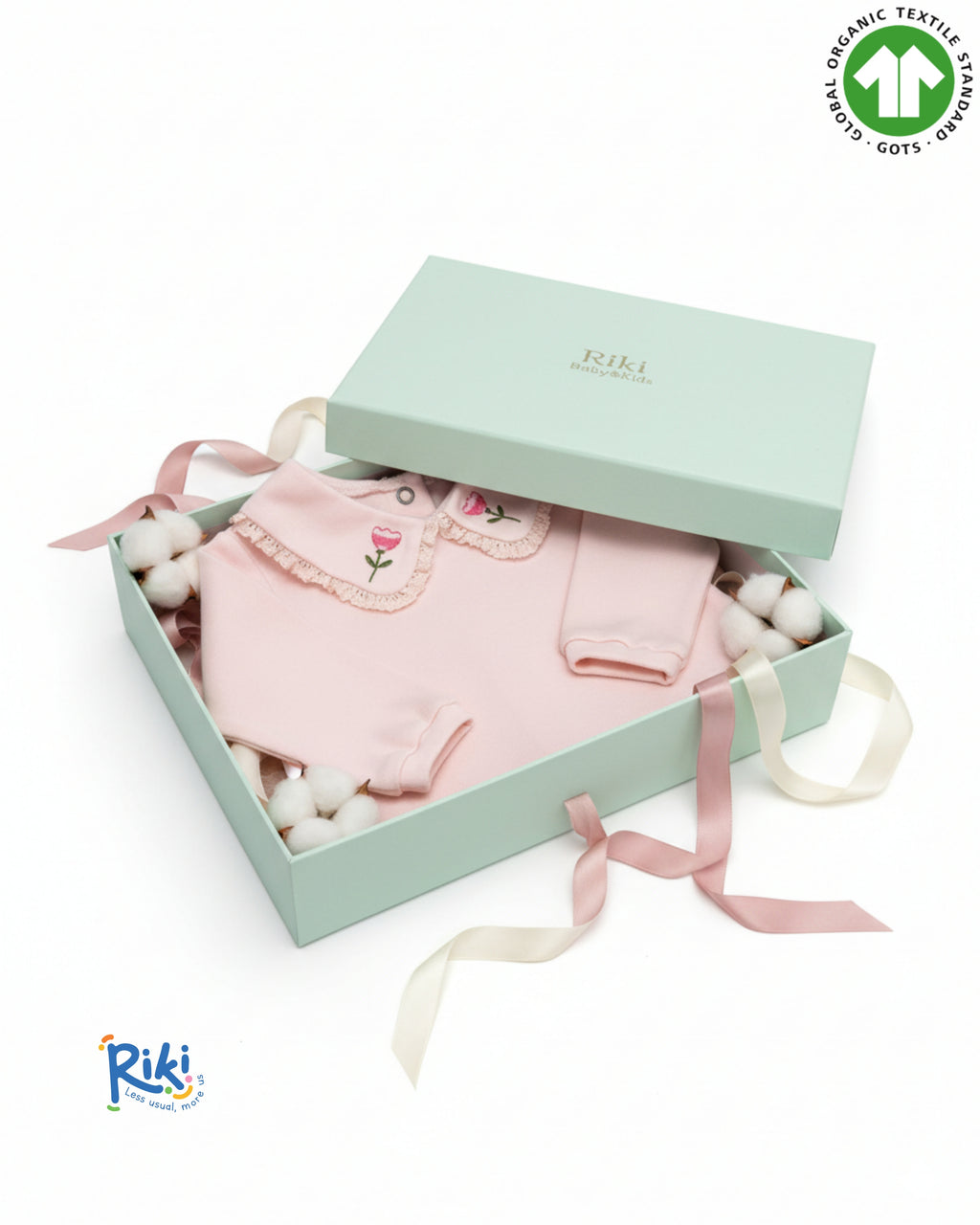 Crystal Baby Organik Pamuk Nakışlı Dantelli Bebek Üst – Açık Pembe