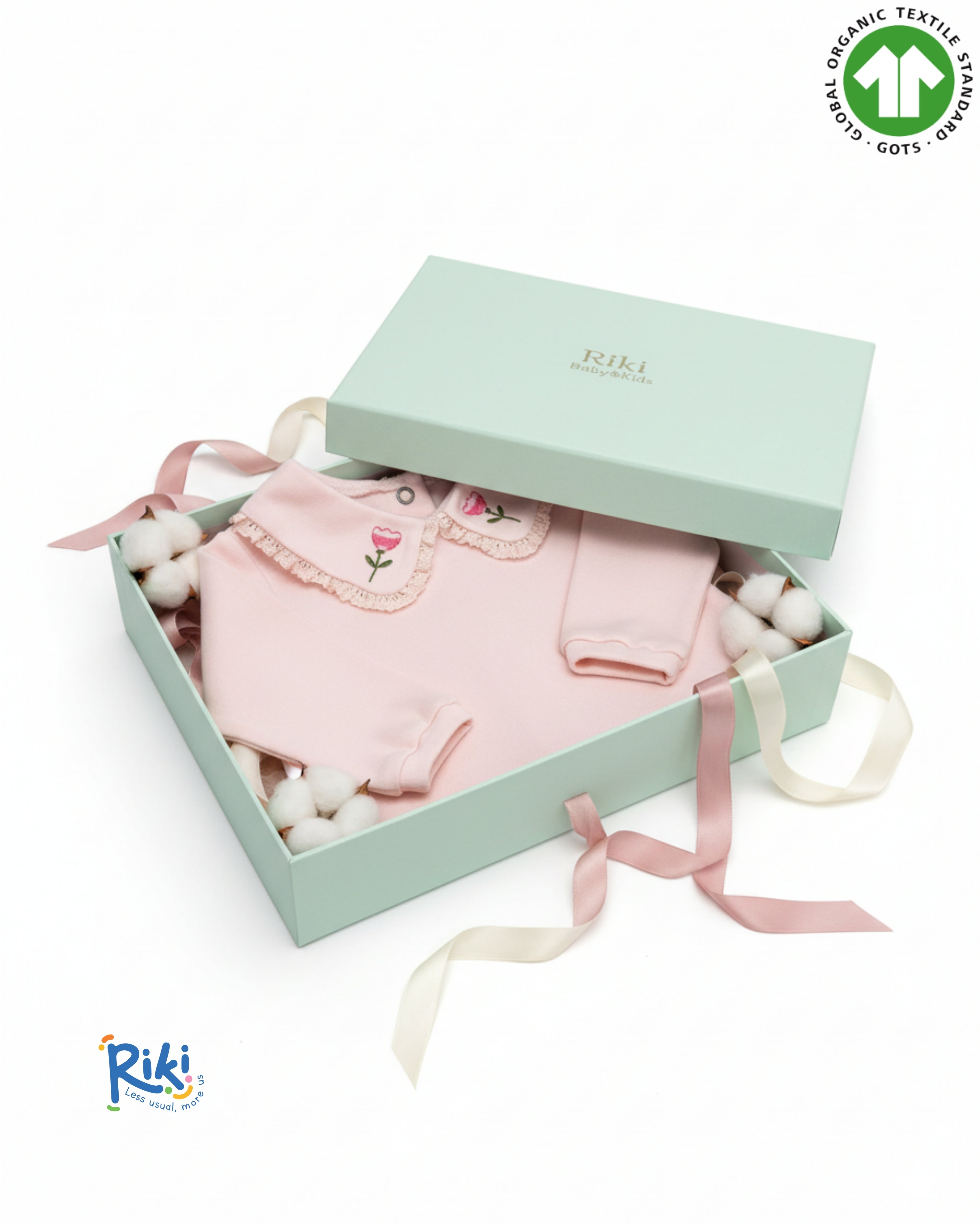 Crystal Baby Organik Pamuk Nakışlı Dantelli Bebek Üst – Açık Pembe