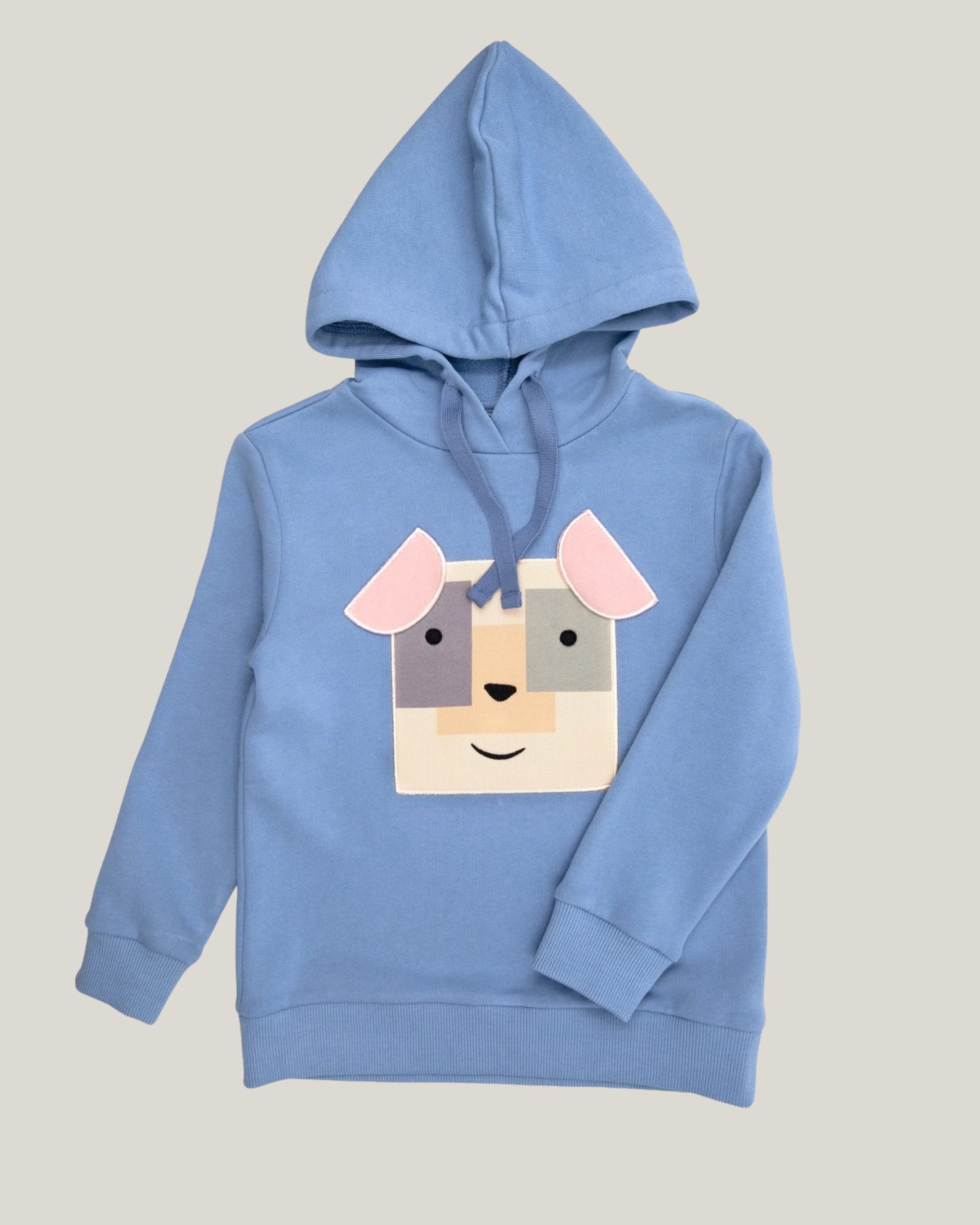 %100 organik pamuk mavi unisex çocuk eşofman takımı sweatshirt ön görünüm