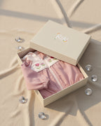 Crystal Baby İnce Fitilli Kadife Nakışlı Kapüşonlu Ceket – Pudra & Soft Rose