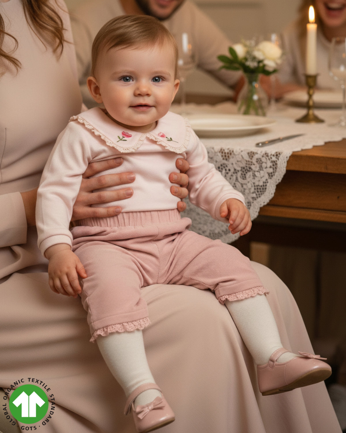 Crystal Baby Organik Pamuk Nakışlı Dantelli Bebek Üst – Açık Pembe