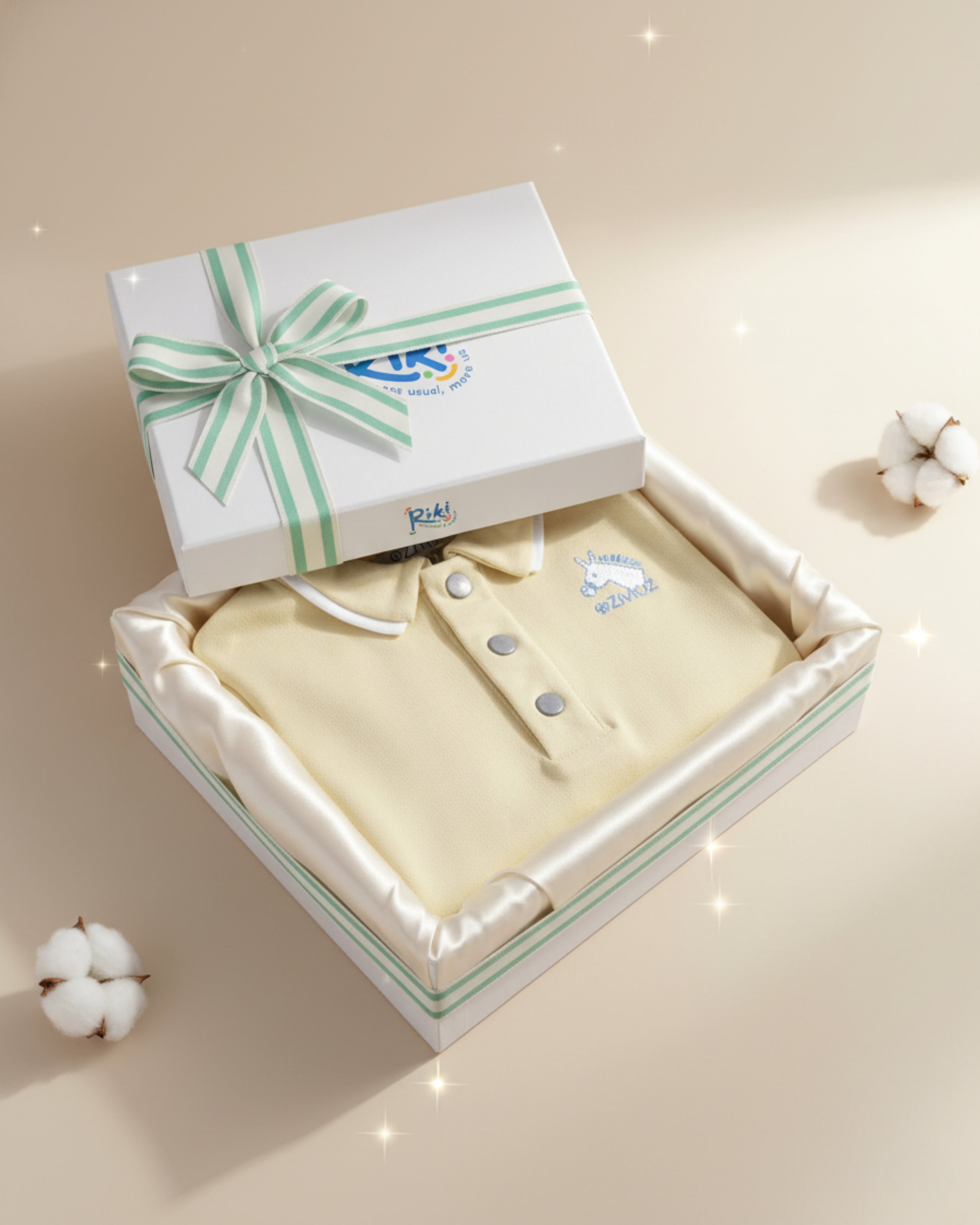 Crystal Baby Organik Pamuk Polo Yaka Uzun Kollu Üst – Hay Yellow