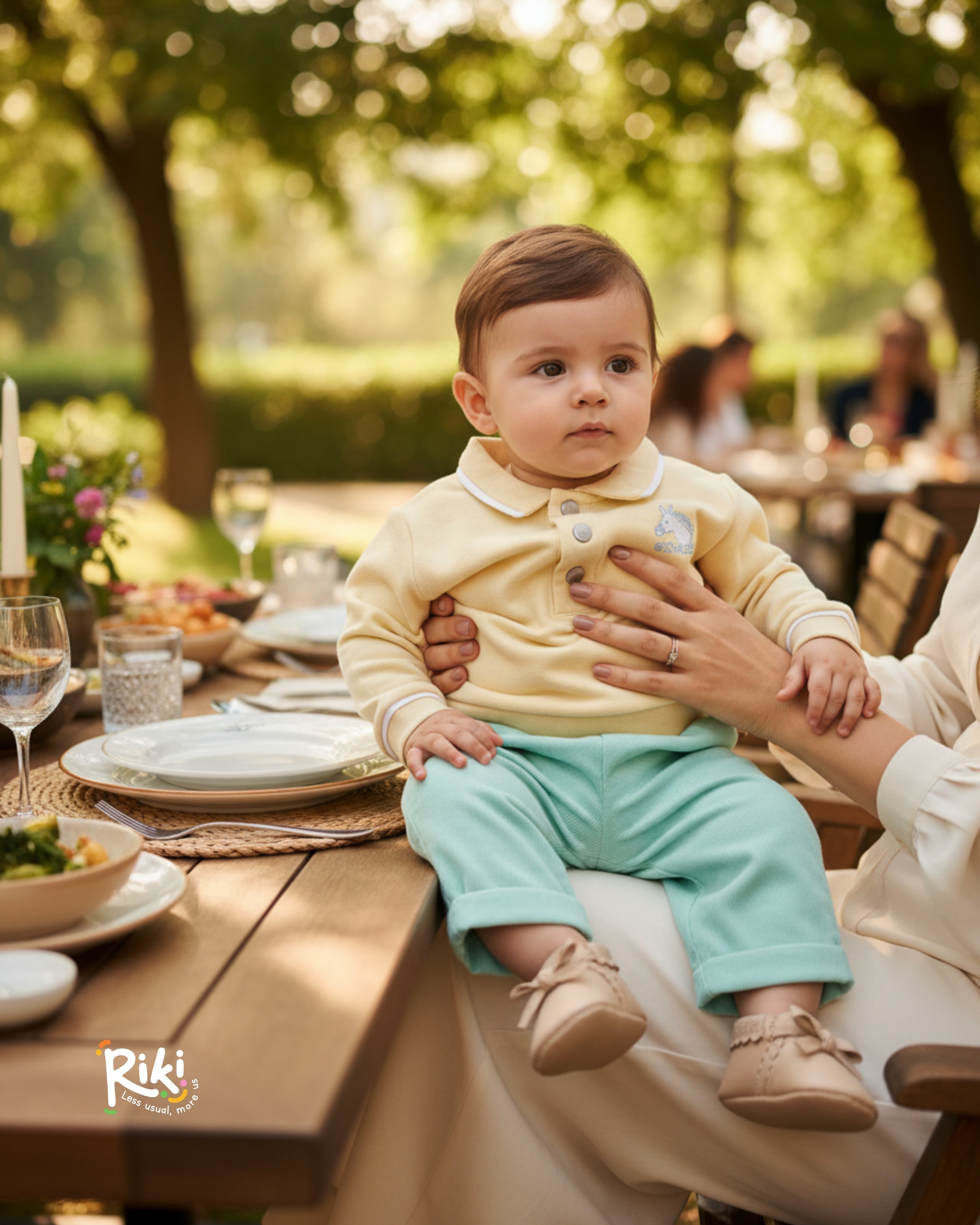 Crystal Baby Organik Pamuk Polo Yaka Uzun Kollu Üst – Hay Yellow