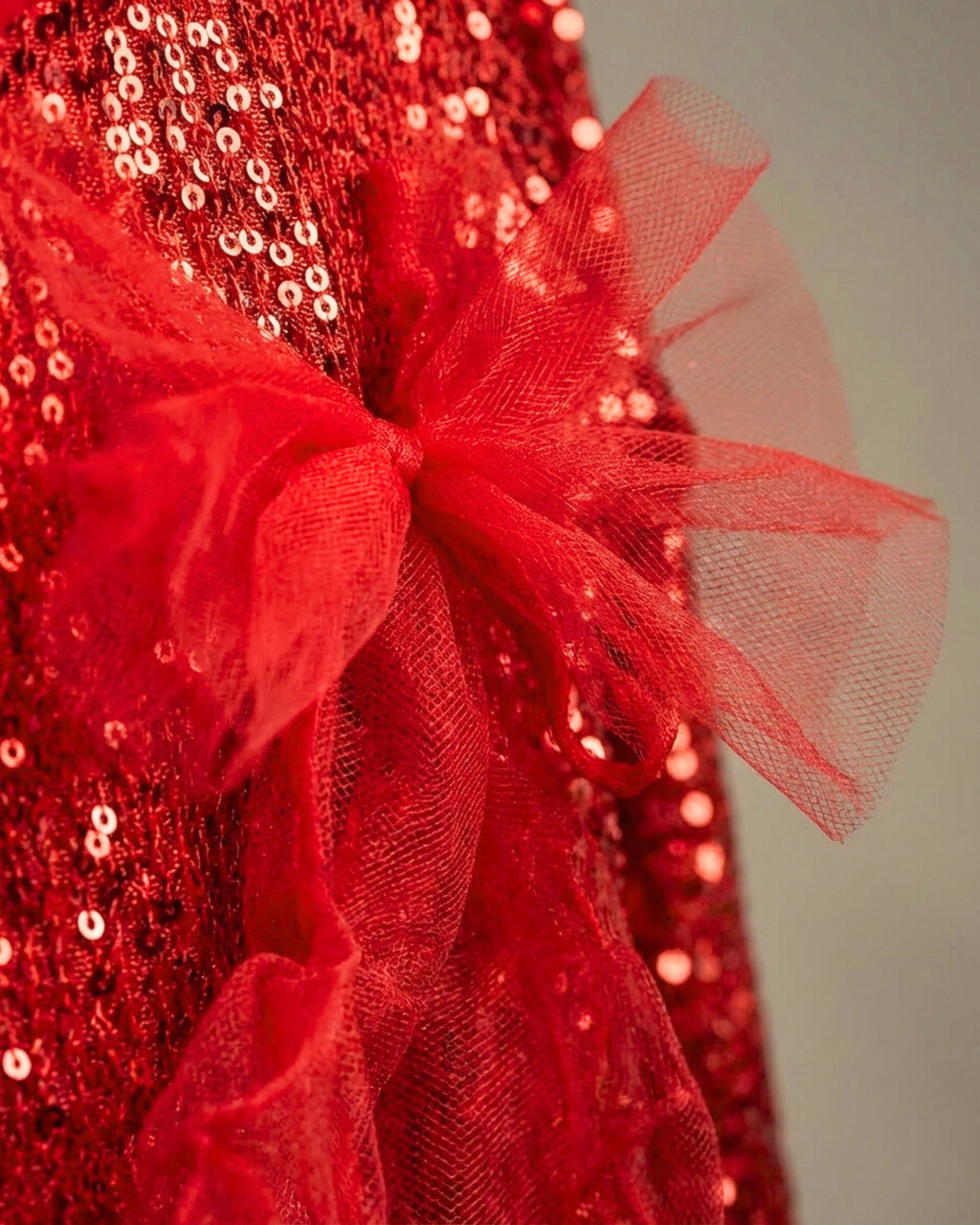 Soft Shine Özel Dikim Kız Çocuk Kırmızı Pul Payet Elbise