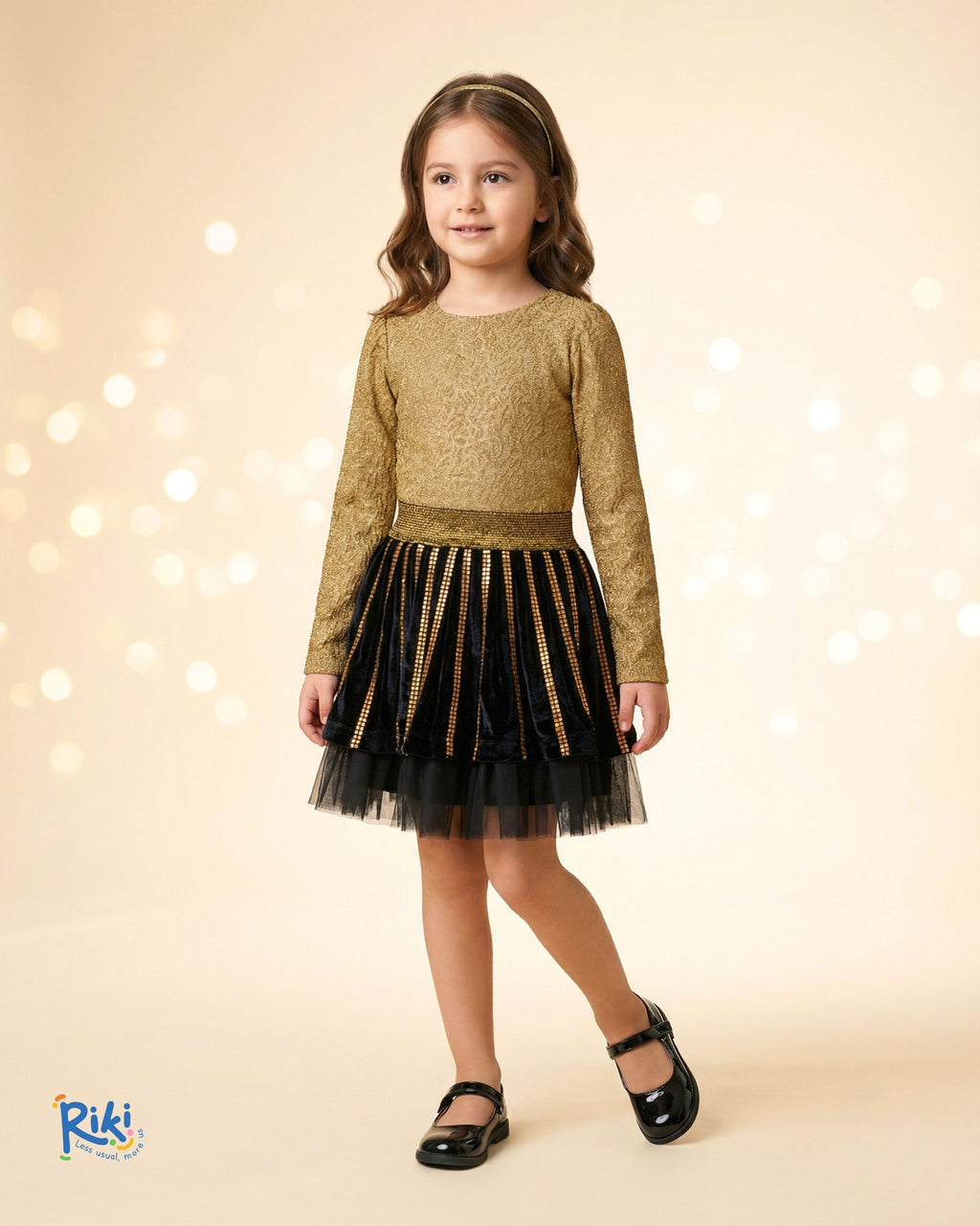 Golden Elegance Bluz – Dokulu Gold Motifli Özel Dikim