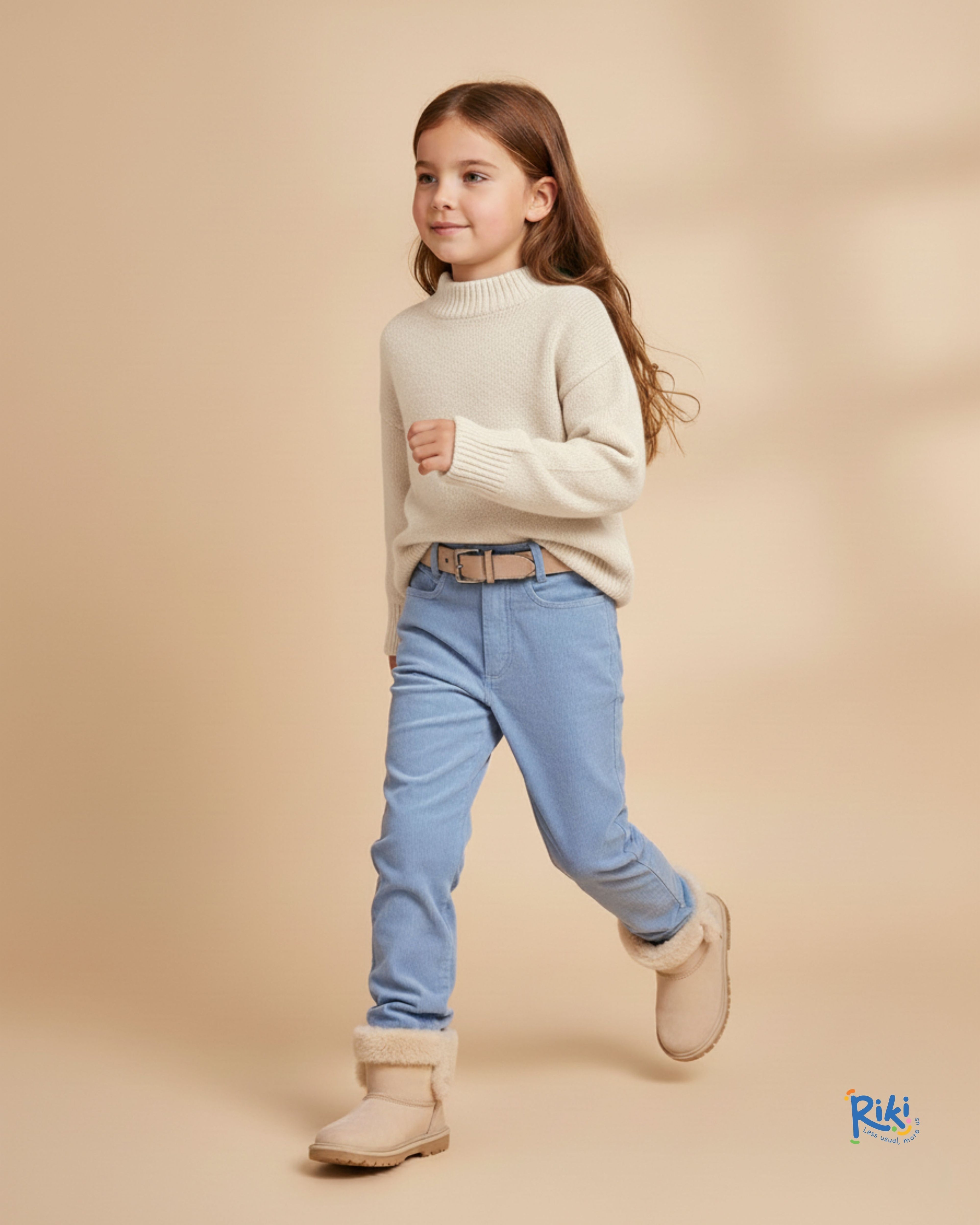 Fitilli Kadife Açık Mavi Unisex Çocuk Pantolon | Kışlık Rahat Kalıp