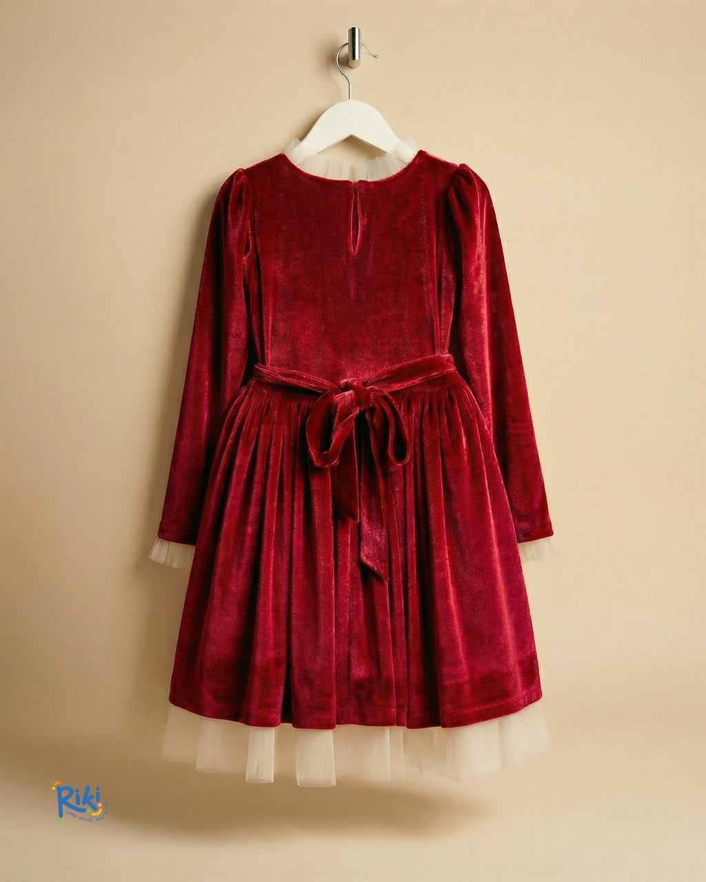 Velvet Bloom  Özel Dikim Kız Çocuk Elbisesi – Kırmızı