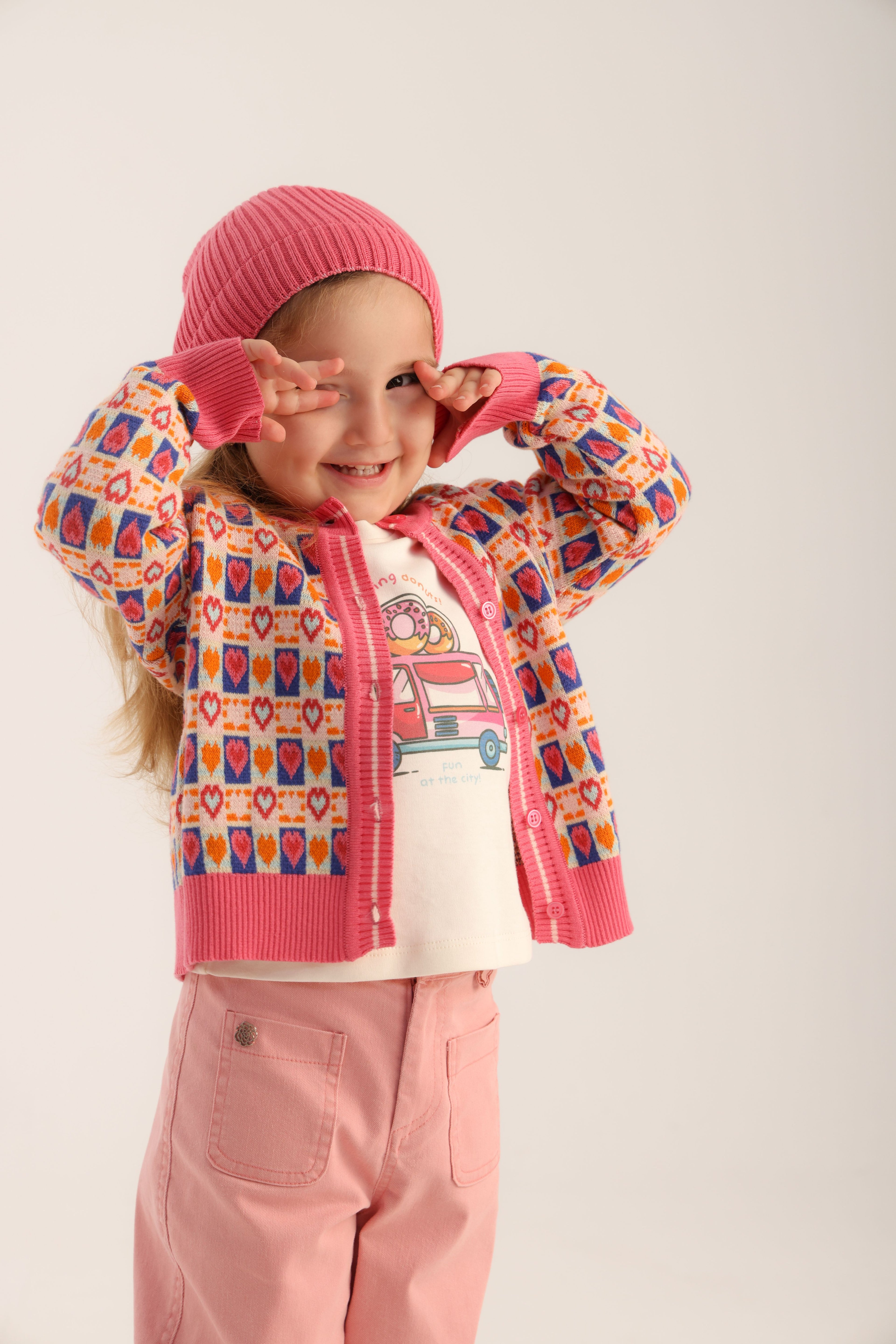 Patique Organik Pamuk Lovely Hearts 3’lü Kız Seti – (Triko Hırka + Ultra Soft Denim + T-Shirt)