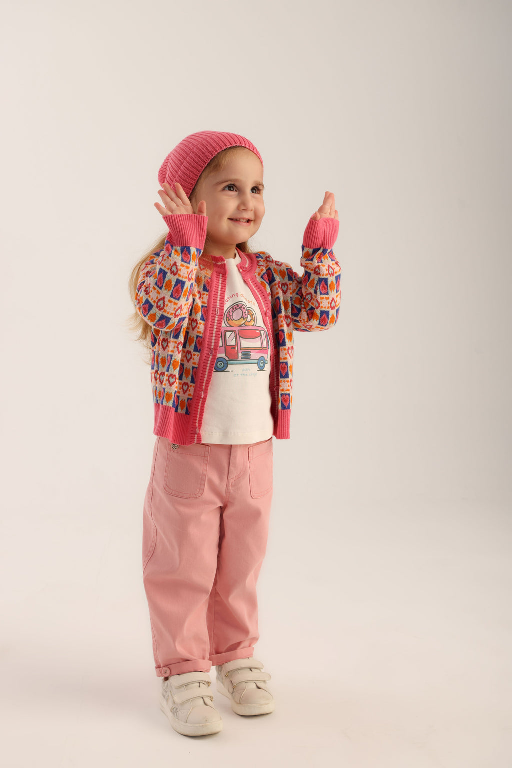 Patique Organik Pamuk Lovely Hearts 3’lü Kız Seti – (Triko Hırka + Ultra Soft Denim + T-Shirt)