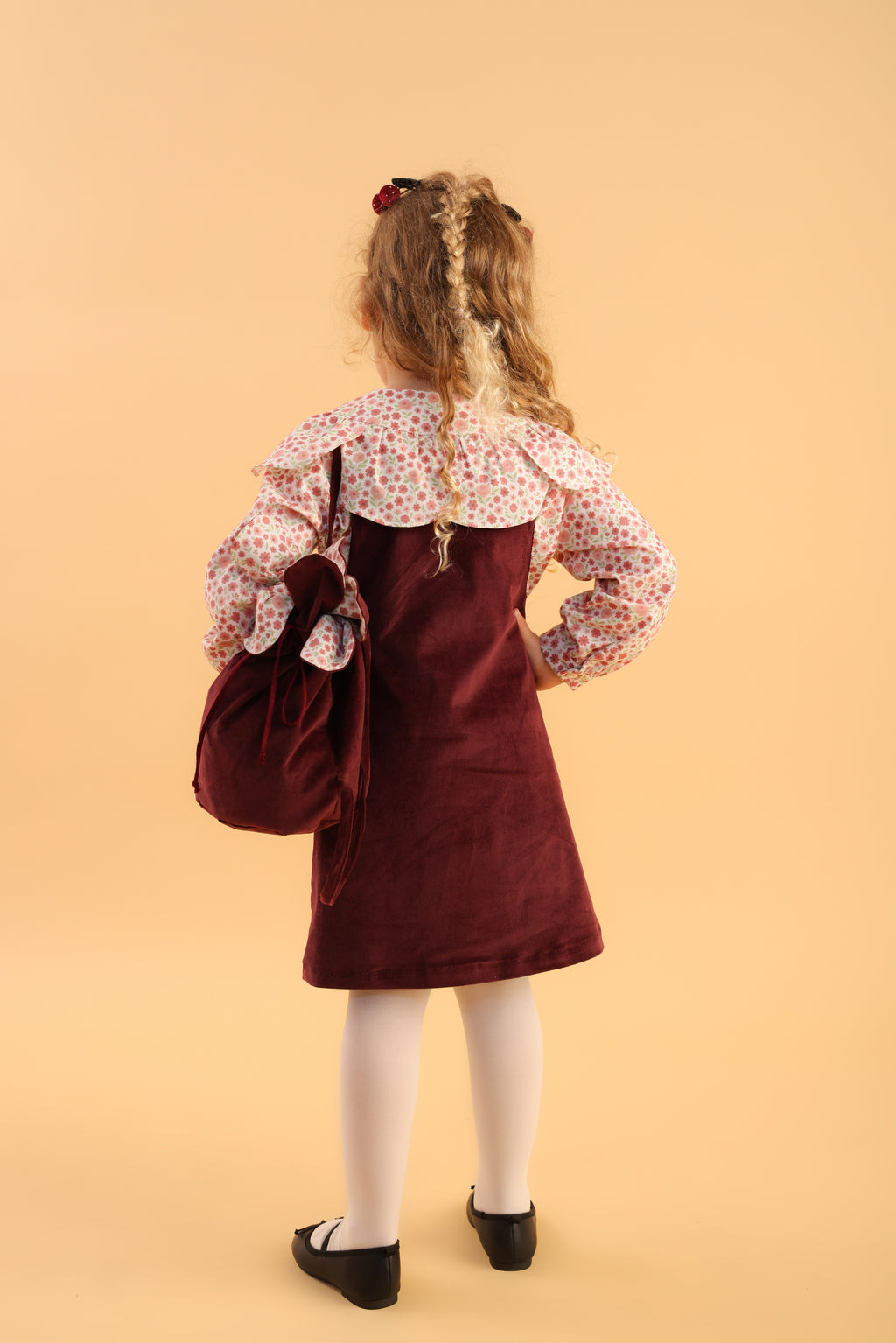 Patique Velvet Forest Bordo Jile & Çiçekli Gömlek Set (Çorap Hediyeli)