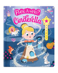Peek-A-Who Cinderella pencereli masal kitabının kapağı, Külkedisi ve takılı sarı sihirli değnek