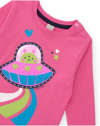 Tuc Tuc Kız Çocuk Pijama Takımı – Pembe Renkli, Uzay Gemisi Desenli