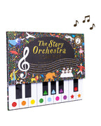 The Story Orchestra I Can Play müzikli kitabının kapağı, renkli notalı 14 tuşlu piyano klavyesi