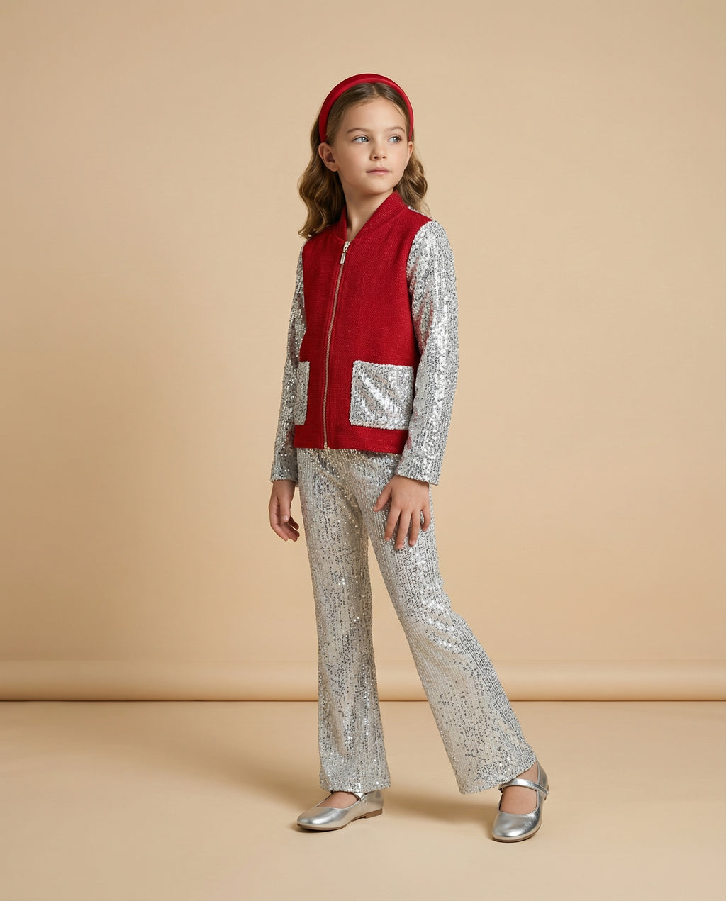 Red Sparkle Couture Set – Özel Dikim Pul Payet Ceket & Pantolon Takımı