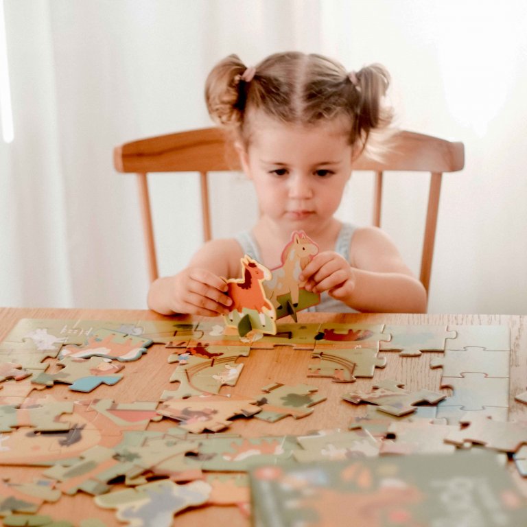 Q-Box: Pony Dünyası - 40 Parça Puzzle, Kitap ve 10 Figürlü Eğitim Seti