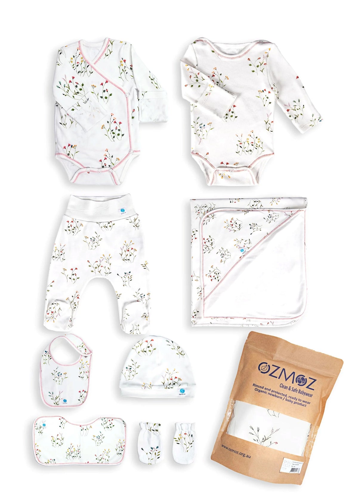 Clean&Safe GOTS Sertifikalı %100 Organik Pamuk Hastane Çıkış Seti Lavender – 8 Parça
