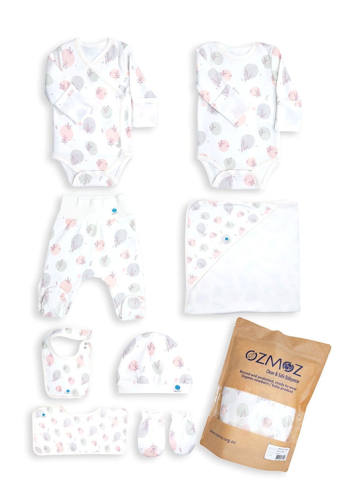 Clean&Safe GOTS Sertifikalı %100 Organik Pamuk Hastane Çıkış Seti Bubble – 8 Parça