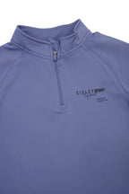 Sisley Sport sweatshirtin dik yakası, fermuarı ve göğüs yazısı, yakın çekim